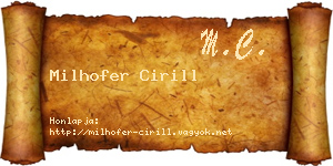 Milhofer Cirill névjegykártya